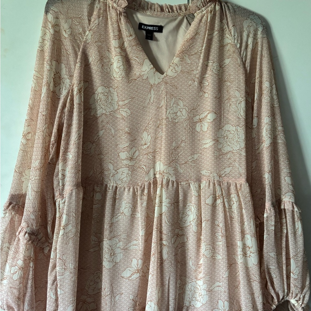 Express Floral V-Neck Dress - Cream - Picture 1 of 1